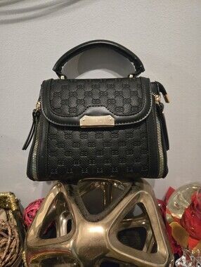 Black Top-Handle Women's Satchel- Crossbody Strap Inside Bag